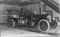 Niles Fire engine #1 inside fire station.