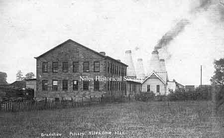 A photo of the Bradshaw Pottery in Niles. in Roundstown. Construction began in April 1901.