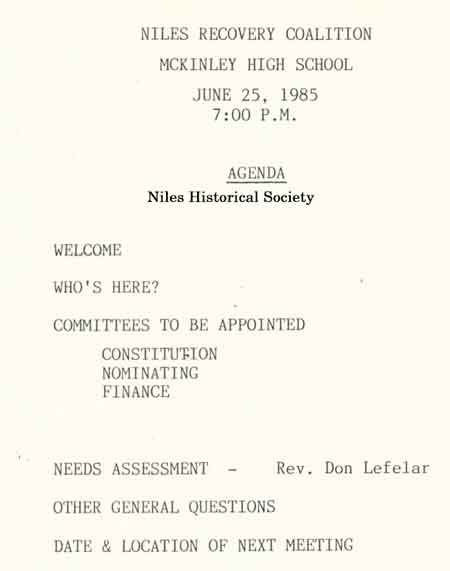 Niles Recovery Coalition Agenda