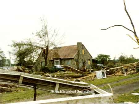 Across from the roller rink and shopping plaza