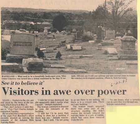 What used to be a beautifully landscaped area, Niles Union Cemetery was turned into a virtual wasteland by the May 31 tornado.