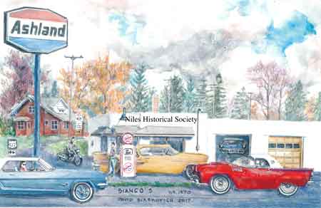 David Birskovich drawing of Bianco Gas staion at McKinley Heights<empty>