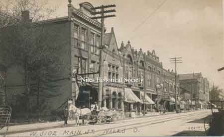 West side of South Main Street as it appeared at the turn of the century in 1894. Benedict building, old City National Bank Building, Clingan Building, Deither-Carter Building.