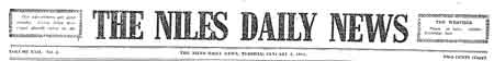 Masthead of The Niles Daily News.