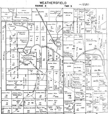 1830 Weathersfield Map of Property Owners.