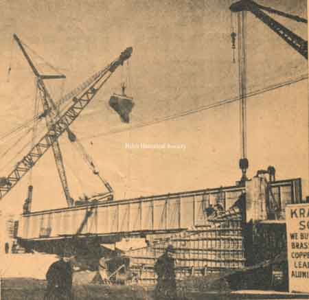 Cranes working on underpass
