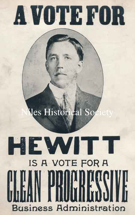 Hewitt was selected by the Democrat party in 1909 as their mayoral candidate.