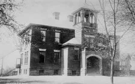 A close-up of the Jackson School building,