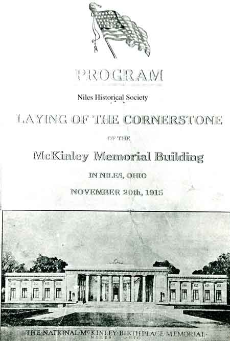 A photo of the front cover of the program used at the Laying of the Cornerstone 