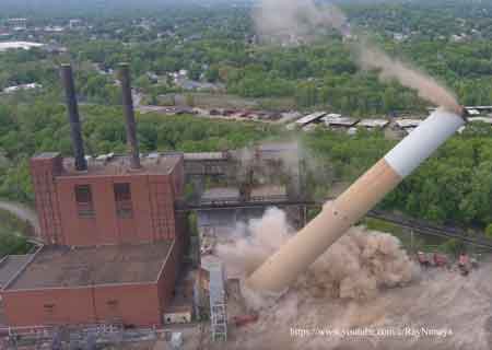 The demolition of the Niles plant, including the two 300 foot stacks and the 400 foot stack occurred in April 2022.