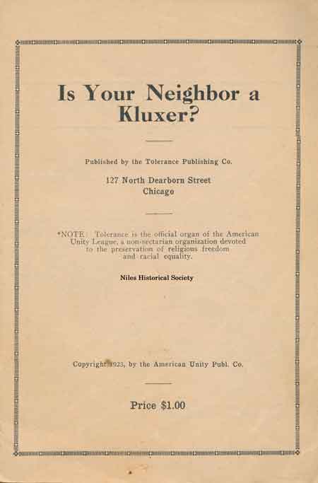 Actual copy of booklet that published names of Klan members that was circulated in Trumbull and Mahoning Counties.