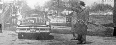 First car across Federal Street Bridge
