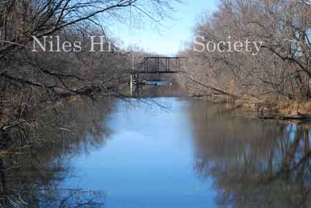 View of Mahoning River from the Niles-Carver Bridge looking west.