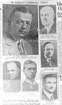 Photograph of article appearing in newspaper of the official opening of the Viaduct, Oct. 28, 1933.