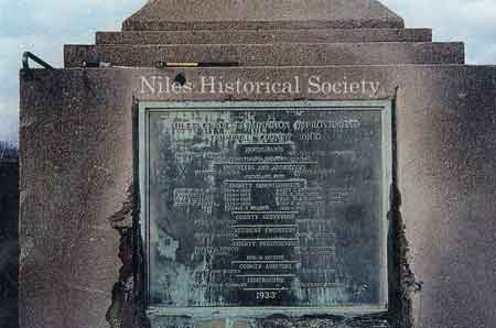 The brass plaque that adorned the 1933 viaduct over the Mahoning River. It was taken down during the 2002 re-construction.