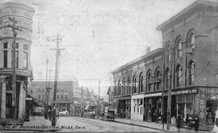Mill Street, now State Street by the Police-Fire Complex, looking west with the streetcar running.