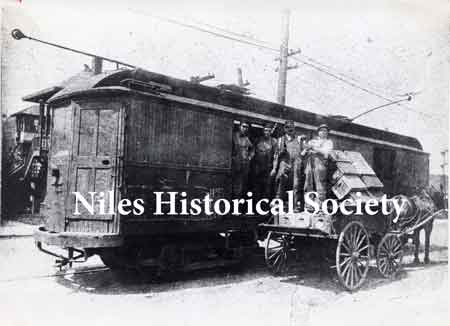 Freight car. All streetcars were not passenger cars. Some were used to haul freight, as in this picture — beer.