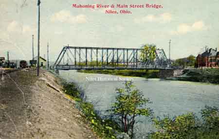 South Main Street bridge - sometime after Pennsylvania Railroad stationwas built in 1901. The bridge was built in 1882 by the Morse Bridge Co. of Youngstown, Ohio. It replaced an earlier span that was washed away by high waters. This bridge was replaced by the viaduct in 1933.