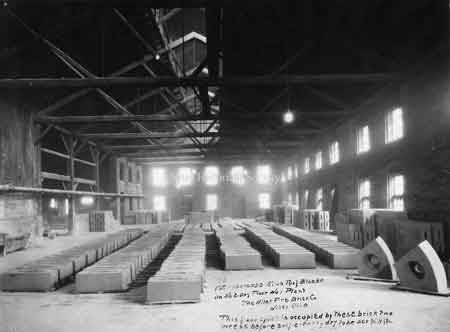 Taken on March 1, 1921, this photo shows the Hot Dry floor of the of the No. 1 plant of the Niles Firebrick Company.