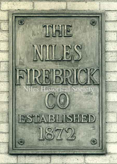 Original Niles Firebrick Company plaque.