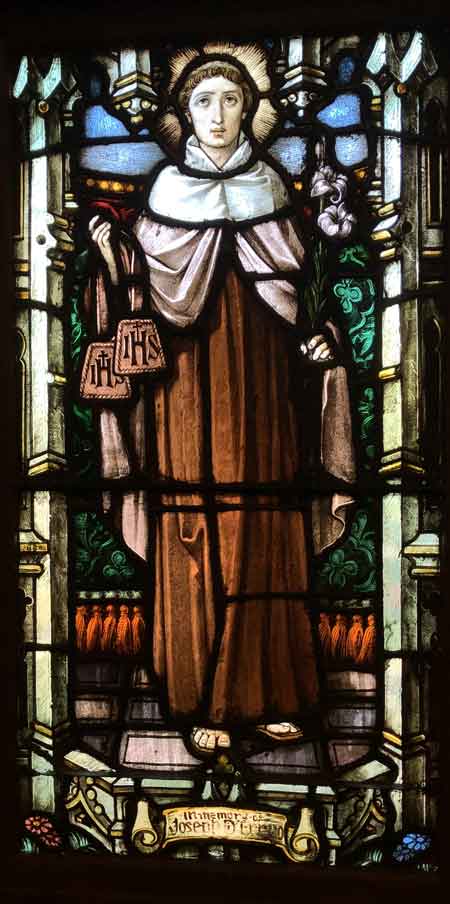 Mt. Carmel Church windows are adorned with stain glass artwork that the families donated.