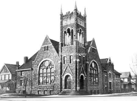 Photo taken of the First United Methodist Church located on the corner of Arlington and West Park directly across from St. Stephen's Church. This church was dedicated in 1908 and burned down in 1951, at which time a new church was built on Crandon Ave.