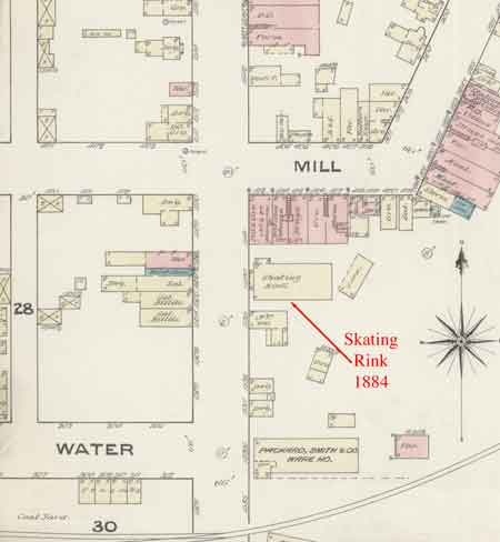 Falcon Hall Skating Rink Location in 1884.