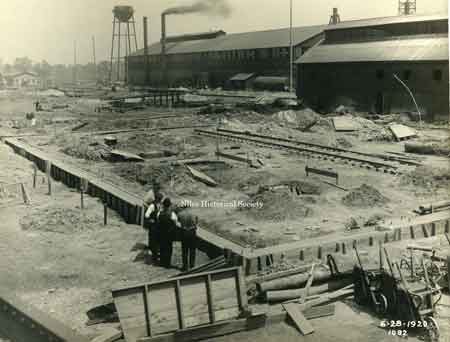 The Republic Steel Niles Works. The foundation for the machine shop from a northeast view.