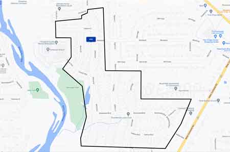 Map outline of the new area to be known as "Fairhaven Heights." 