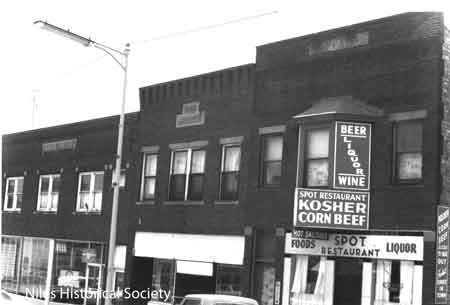 Photo taken of The Spot Restaurant located at 13 East Park Avenue (south side) in downtown Niles before the advent of urban renewal.