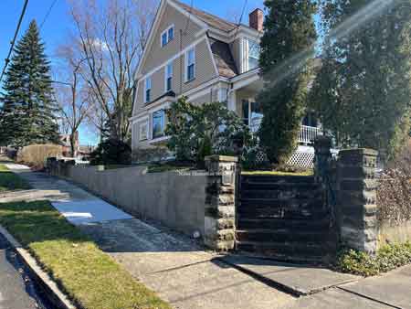 Pearl Street side view with relocated steps.