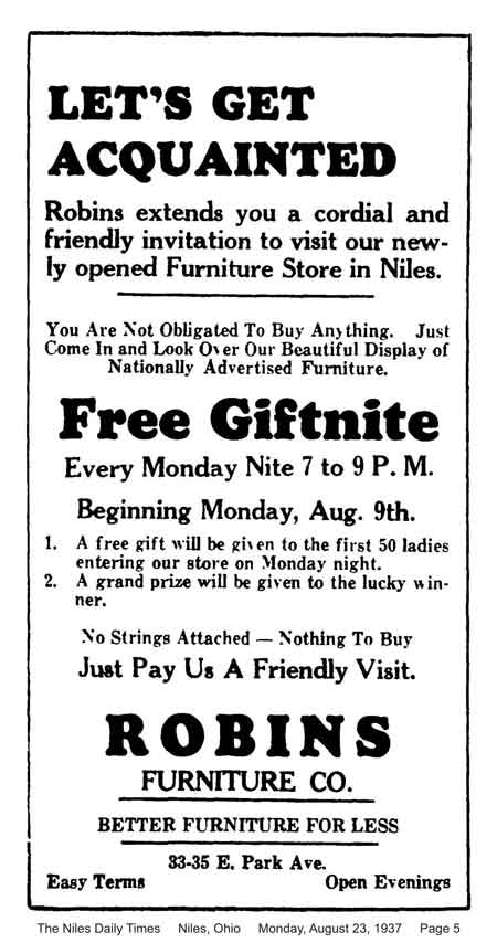 Robins Furniture advertisement