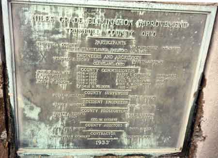 The brass plaque that adorned the 1933 viaduct over the Mahoning River. It was taken down during the 2002 re-construction.