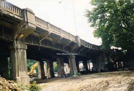 View of Main Street Viaduct being demolished