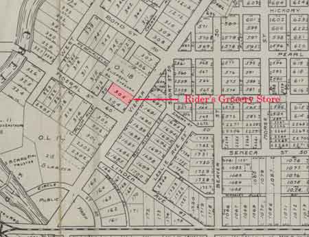 Location of the Rider Store on the 1918 map.